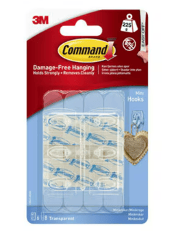 Picture of 3M Command Mini Clear Hooks with Clear Strips - [3M-17006CLR]
