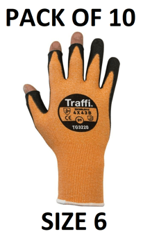picture of TraffiGlove Metric 3 Exposed Tips Handling Gloves - Size 6 - Pack of 10 - TS-TG3220-6X10 - (AMZPK2)