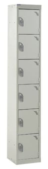 picture of QMP Tool Charging Locker - Solid Door - Standard Plug - 6 Compartment - Light Grey - 1800H x 300W x 450D mm - [QM-BL1830456LSX]