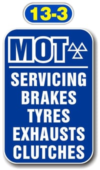 picture of Sign Panels For Wall Mounting - MOT Servicing, Brakes, Tyres, Exhausts, Clutches - [PSO-FSB7730-13-3]