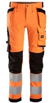 picture of Snickers Class 2 Stretch Holster Pocket Trousers - High-Vis Orange/Black - SW-6243-5504