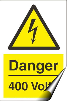 Picture of Danger 400 Volts Sign LARGE - 400 x 600Hmm - Self Adhesive Vinyl - [AS-WA251-SAV]