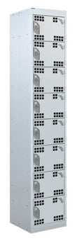 picture of QMP Tool Charging Locker - Perforated Door - Standard Plug - 8 Compartment - Light Grey - 1800H x 450W x 450D mm - [QM-BL1845458LPX]