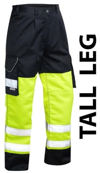 picture of Bideford - Hi-Vis Yellow/Navy Poly/Cotton Cargo Trouser - Tall Leg - LE-CT01-Y/NV-T