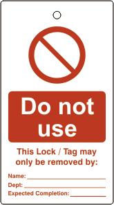 Picture of Spectrum Lockout tags - Do not use - (Single sided 10 pack)  - SCXO-CI-LOK098