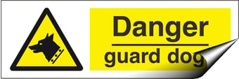 picture of Danger Guard Dogs Sign LARGE - 600 x 200Hmm - Self Adhesive Vinyl - [AS-WA93-SAV]