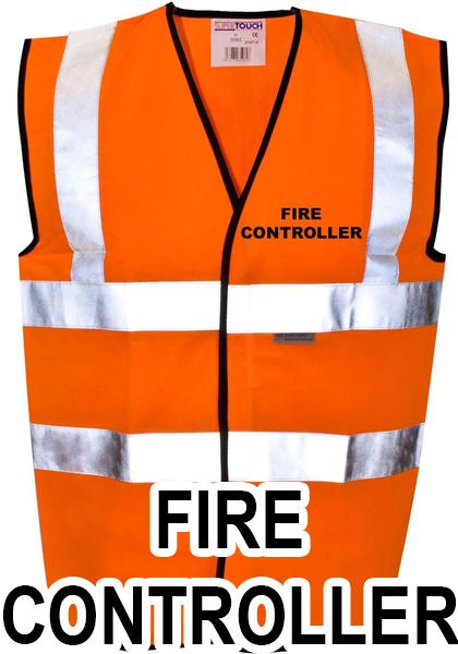 picture of Value FIRE CONTROLLER Printed Front and Back in Black - Hi Visibility Vest - Orange - Class 2 EN20471 CE Hi-Visibility - ST-35281