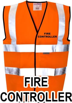 picture of Value FIRE CONTROLLER Printed Front and Back in Black - Hi Visibility Vest - Orange - Class 2 EN20471 CE Hi-Visibility - ST-35281