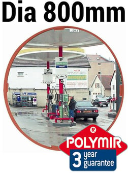 picture of ROUND MULTI-PURPOSE MIRROR - Polymir - Dia 800mm - Red Frame - To View 2 Directions - 3 Year Guarantee - [VL-R518]
