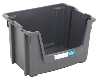 picture of BiGDUG Large Plastic Stacking Pick Bin - 320h x 495w x 370d mm - 50L - Grey - [BDU-54SBG]