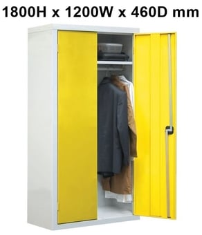 picture of QMP Clothing Cupboard - 1 Shelf - Yellow Doors - 1800H x 1200W x 460D mm - [QM-CC181246ZYXX]