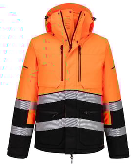 picture of Portwest EV467 - EV4 Hi-Vis Winter Jacket - Orange/Black - PW-EV467OBR