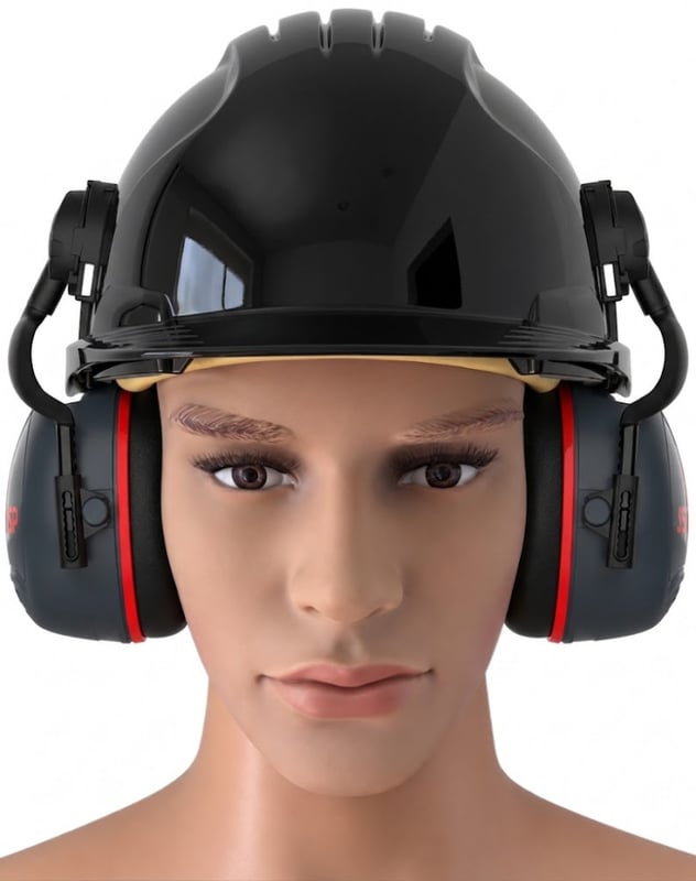 Jsp Evo3 Black Vented Hard Hat With Sonis 3 Helmet Mounted Ear Defenders - [IH-EVO3BSONIS3]