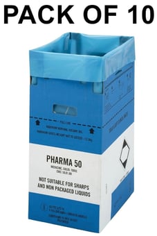 picture of Clinisafe Low Cardboard Carton Containers - 50L - Blue Pharma - Pack of 10 - [VC-21505001]