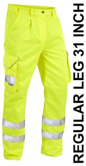 Picture of Yellow Regular Leg Hi-Vis Polycotton Cargo Trousers - LE-CT01-Y-REG