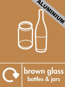 Picture of Recycling Signs - Brown Glass Bottles & Jars - 300 X 400Hmm - Aluminium - [AS-WR29-ALU]