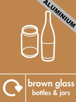 picture of Recycling Signs - Brown Glass Bottles & Jars - 300 X 400Hmm - Aluminium - [AS-WR29-ALU]