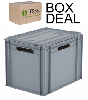 picture of BiGDUG Euro Stacking Box with Hinged Lid - 295h x 300w x 400d mm - 25L - Grey - Box Deal of 10 - [IH-BDU-BNB4328LG] - (LP)