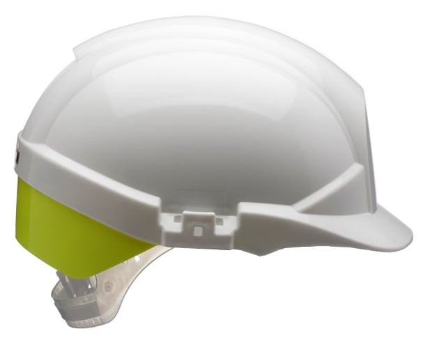 Centurion Reflex White Safety Helmet with Yellow Rear Flash - Vented - Slip Ratchet - [CE-S12WHVYA] - (NICE)
