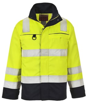 picture of Portwest - Hi-Vis Yellow/Navy Multi-Norm Flame Resistance Jacket - PW-FR61YNR