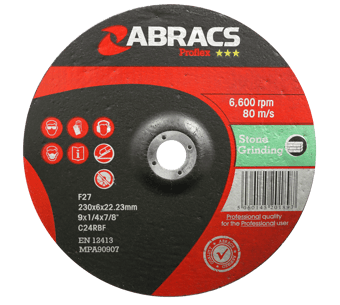 picture of Abracs Proflex 230mm x 6.0mm x 22mm DPC Stone Grinding Disc - C30S4BF Grade - Box of 25 - [ABR-PF23060DS]