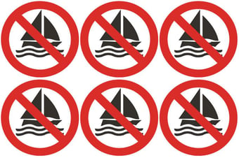 picture of Safety Labels - No Sailing Symbol (24 pack) 6 to Sheet - 75mm dia - Self Adhesive Vinyl - [IH-SL24-SAV]