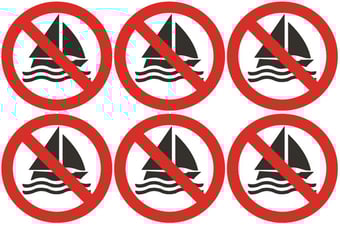 picture of Safety Labels - No Sailing Symbol (24 pack) 6 to Sheet - 75mm dia - Self Adhesive Vinyl - [IH-SL24-SAV]