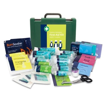 picture of MEDIUM British Standard Compliant Workplace First Aid Kit - BS8599-1 - In Green Oxford Box - [RL-380]