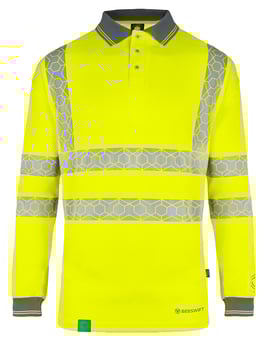 picture of Beeswift Envirowear Hi-Vis Long Sleeve Recyclable Polo Shirt - Saturn Yellow - BE-EWCPKLSSY