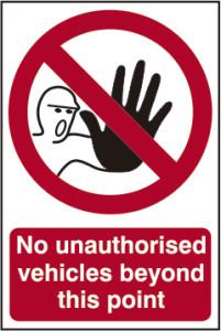 Picture of Spectrum No Unauthorised Vehicles Beyond This Point - PVC 200 x 300mm - SCXO-CI-0606