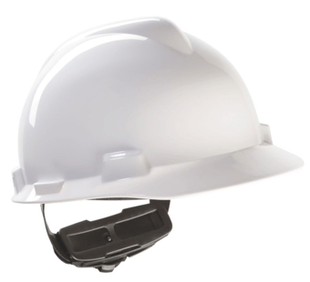 picture of MSA V-Gard Hard Hat Cap Style White Fas-Trac III PVC - Non-Vented - [MS-GV112-0000000-000]