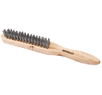 picture of Amtech 4 Row Wire Brush With Wooden Handle - [DK-S3400]