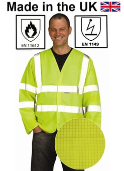 picture of Protal FR and Anti-Static Fire Retardant Anti Static Heavy Duty Hi Vis Long Sleeve Waistcoat - YA-FRAS72