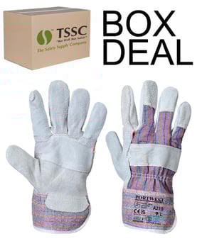picture of Portwest A210 Canadian Grey Rigger Leather Gloves - Box Deal 96 Pairs - IH-PWA210GRR