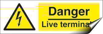 Picture of Danger Live Terminals Sign - 300 x 100Hmm - Self Adhesive Vinyl - [AS-WA22-SAV]