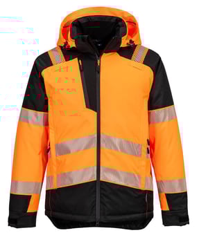 picture of Portwest T160 - PW3 Hi-Vis Winter Jacket - Orange/Black - PW-T160OBR