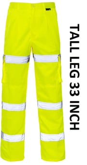 picture of Hi Vis - 3 Band Combat Trousers - Yellow - Tall 33" Leg - ST-CK942