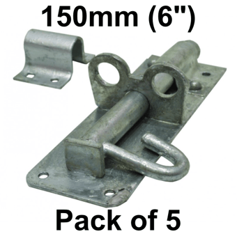 picture of Galvanised Brenton Heavy Padlock Bolt 1 A Pattern - 150mm (6") - Pack of 5 - [CI-DB10L]