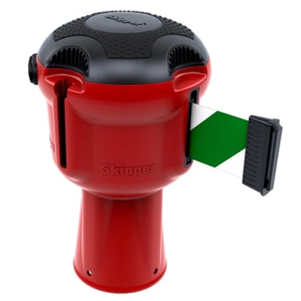 picture of Skipper Main Unit - Red with Green White Tape - Retractable Barrier Tape Holder - with 9m Tape - [SK-001RE-GW] - (LP)