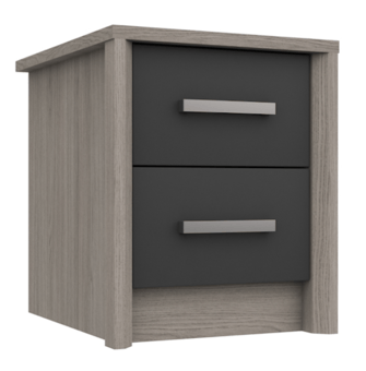 picture of One Call Arundel 2 Drawer Bedside - Grey Oak/Graphite Gloss - [OCF-ARUNGOGRB2]