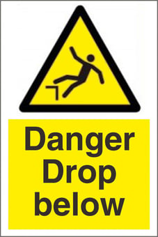 Picture of Danger Drop Below Sign LARGE - 400 x 600Hmm - Rigid Plastic [AS-EC26-RP]