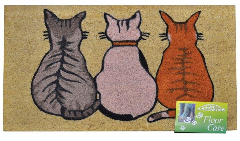 Picture of Mats - 'Cats' Tufted Coir Brush Mat with Vinyl Base - 45 x 75cm - [CI-DM071]