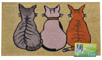 Picture of Mats - 'Cats' Tufted Coir Brush Mat with Vinyl Base - 45 x 75cm - [CI-DM071]