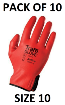 picture of TraffiGlove Active Seamless Knitted Red Nylon Gloves - Size 10 - Pack of 10 - TS-TG180-10X10 - (AMZPK2) (DISC-X)