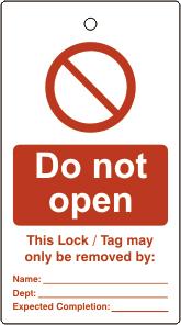 picture of Spectrum Lockout tags - Do not open - (Single sided 10 pack) - SCXO-CI-LOK096