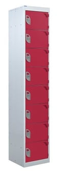 picture of QMP Tool Charging Locker - Solid Door - RCD Plug - 8 Compartment - Red - 1800H x 450W x 450D mm - [QM-BR1845458RSX]