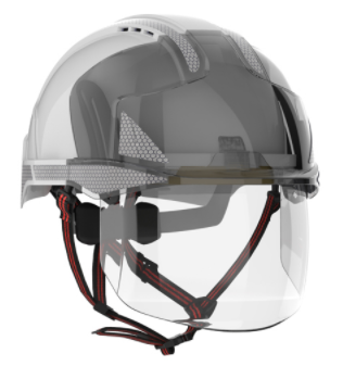picture of JSP - EVO VISTAshield Dualswitch™ - White/Smoke - Safety Helmet - Vented - Silver CR2 - [JS-AMH270-405-F00]