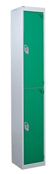 picture of QMP Standard Locker - 2 Compartment - Green Doors - 1800H x 300W x 300D mm - [QM-LS1830302GXX]