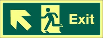 Picture of Photoluminescent Exit Sign - Arrow North West - 400 x 150Hmm - Self Adhesive Rigid Plastic - [AS-PH21-SARP]