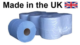 picture of Centrefeed Pack of 6 - 2 Ply Embossed Paper Wipe Rolls - BLUE - [PP-EBE02-90]